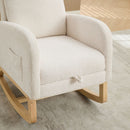 High Back Glider Rocking Chair With Retractable Footrest And Rubber Wood Legs
