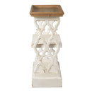 Distressed Wood Shelf Tray, French Country Console Table - Brown / Antique White