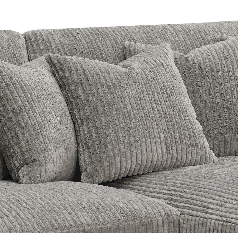 Tavia - Reversible Sectional Sofa With 6 Pillows - Gray Corduroy