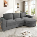Modern L-Shaped Sectional Sofa With Curved Chaise, USB Ports, And Side Storage Pockets