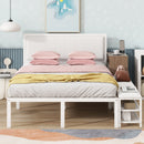 Platform Bed With 2 Tier Storage Shelves, Storage Cabinet