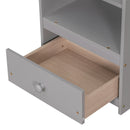 Full Bed with Headboard and Footboard,with 2 Nightstands,Grey