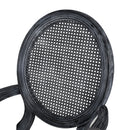 French Country Style Wood And Cane Upholstered Dining Chair Set