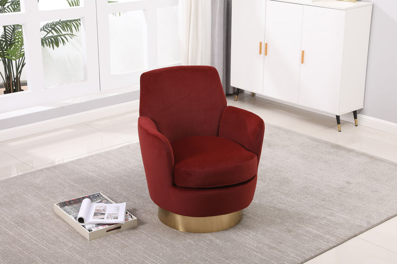 Swivel Barrel Chair, Swivel Accent Chairs Armchair For Living Room, Reading Chairs For Bedroom Comfy, Round Barrel Chairs With Gold Stainless Steel Base