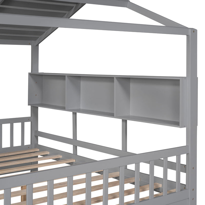 Modern Design House Bed With Storage Shelf