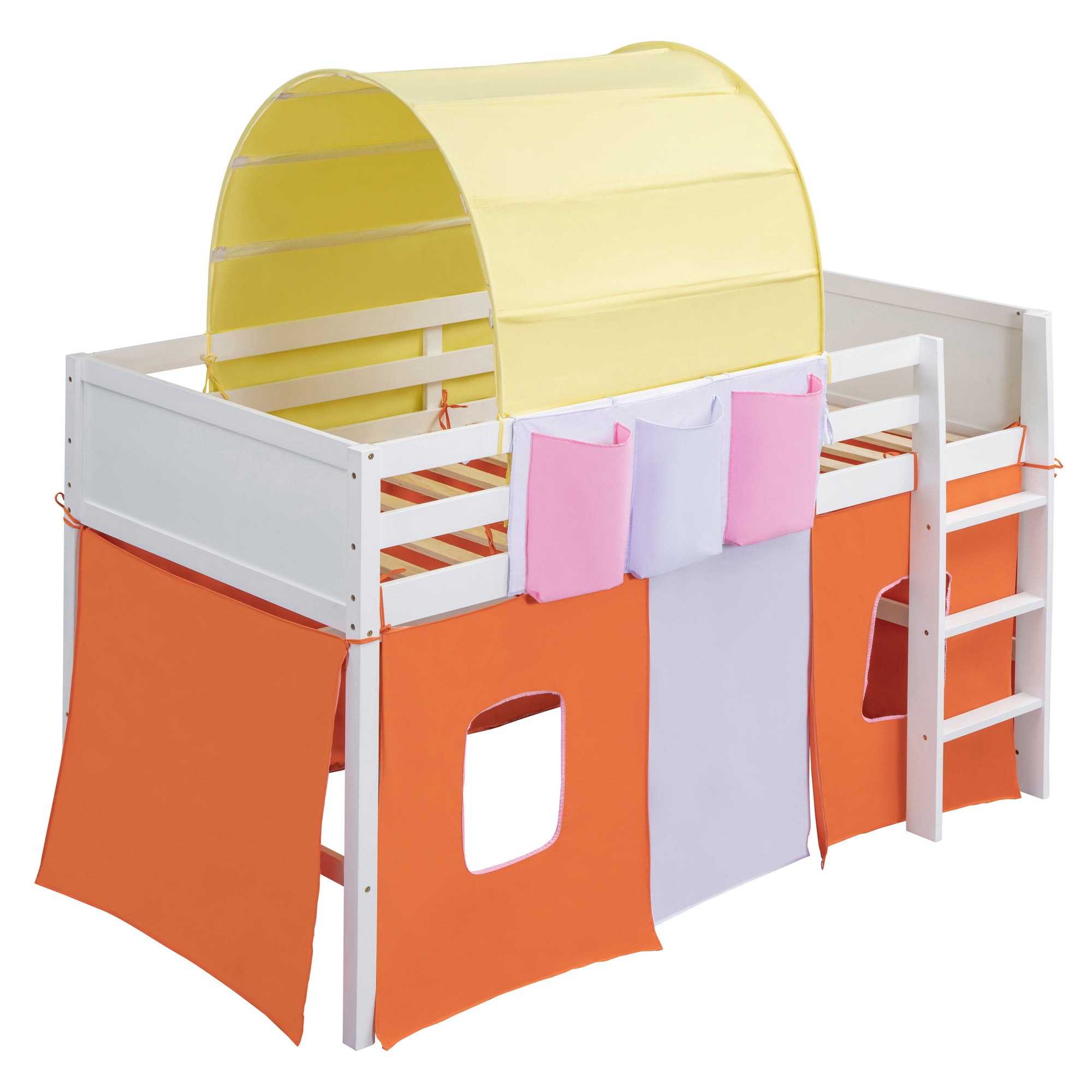Twin Size Loft Bed with Tent and Tower  and  Three Pockets- Orange - Atlantic Fine Furniture Melbourne FL