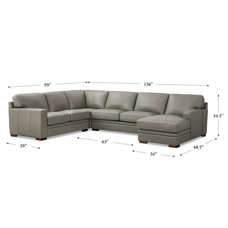 Dillon - Leather Right Chaise Sectional