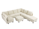 Oversized Modular Sectional Sofa, Chenille U-Shaped Couch with Chaise/Ottoman, 7 Seater Living Room Furniture Sets