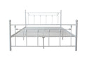 Queen Size Metal Bed Frame with Headboard and Footboard (White)