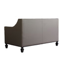 House - Beatrice Loveseat - Tan PU, Black PU & Charcoal Finish - Atlantic Fine Furniture Inc