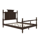 Vintage Country Style 4 Poster Platform Bed With High Crown Like Headboard, No Box Spring Needed