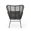 Modern Aesthetic Outdoor Rattan Accent Chair With Metal Legs
