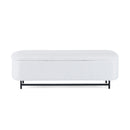 Modern Elegant Ottoman With Spacious Storage Function With Metal Feet - White / Black
