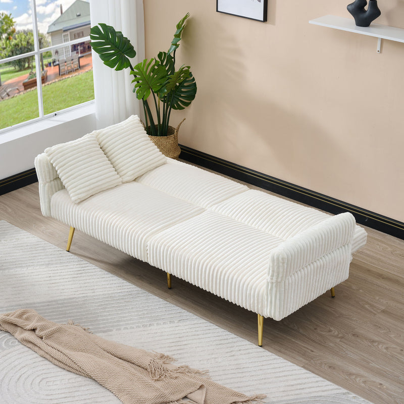 Luxury Corduroy Foldable Double Sofa Bed With Folding Armrests