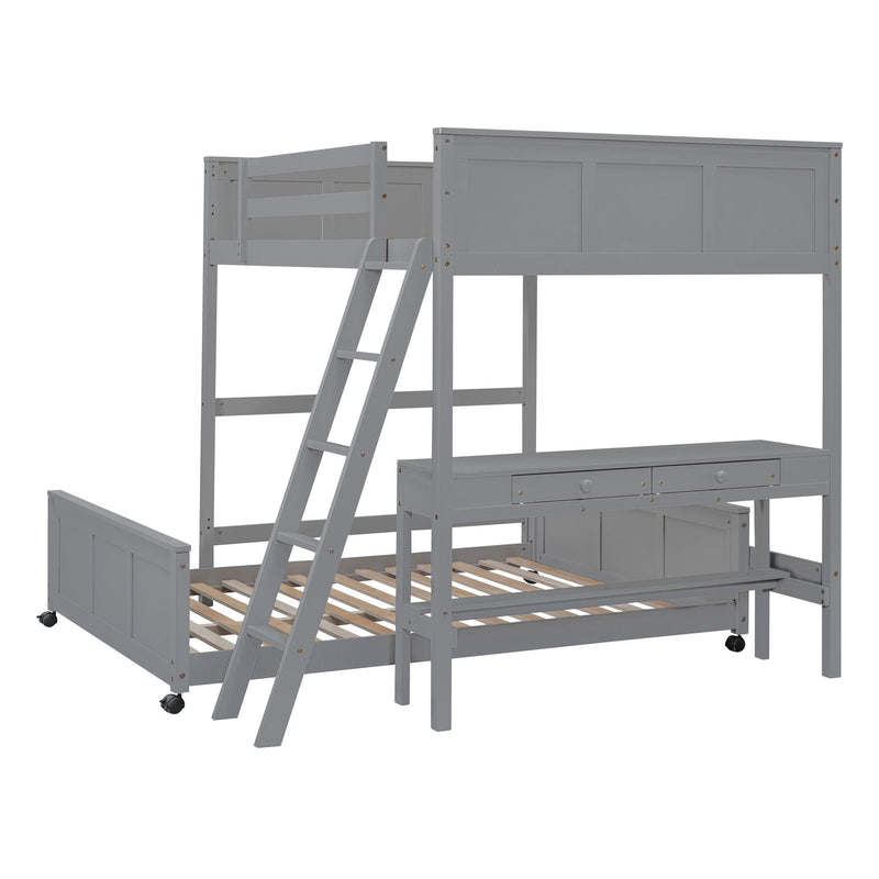Full Over Full Bunk Bed With Desk