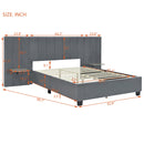 Queen Size Upholstered Platform Bed with Big Headboard, Bedroom Furniture, Velvet, Gray