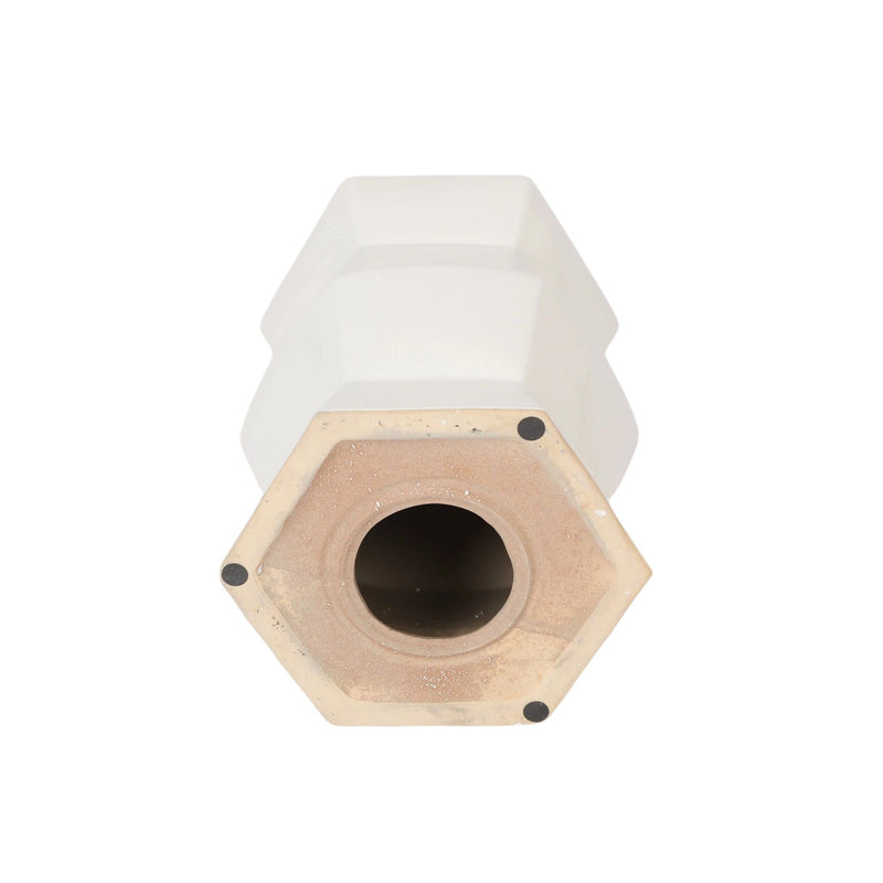 Contemporary Ceramic Drum Stool Indoor / Outdoor Side Table Glazed Accent Garden Stool - White