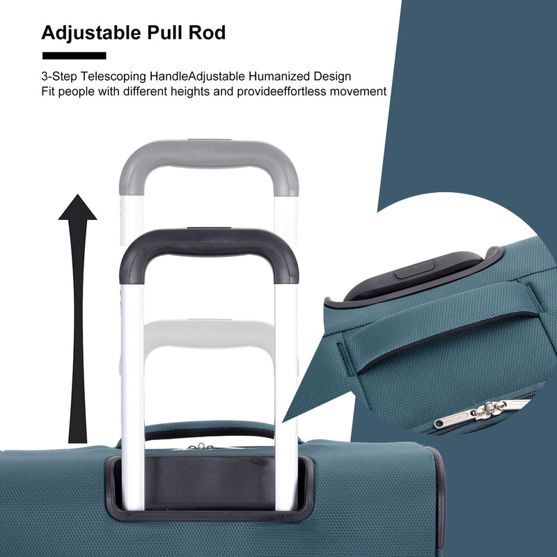 3 Piece Luggage Sets, Softshell Suitcase Spinner Wheels