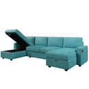 Convertible Sectional Sofa With Storage Chaise Lounges And USB Ports