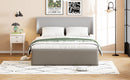 Full Size Sleigh Bed with Side-Tilt Hydraulic Storage System, Linen Upholstery, Gray