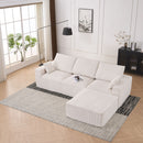 Modular Sectional Sofa With Ottoman, USB And Type C Charger, Petal Armrest Design