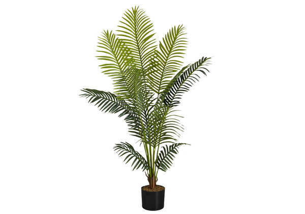 Artificial Plant, 57" Tall, Palm Tree, Indoor, Faux, Fake, Floor, Greenery, Potted, Real Touch, Decorative - Green / Black