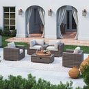 Wicker Seating Group Set With Table And Cushions