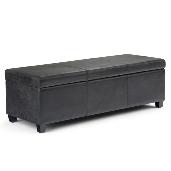 Avalon - Storage Ottoman Bench - Distressed Black