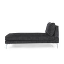 Fabric Upholstered Chaise Lounge With Iron Bracket Legs - Gray