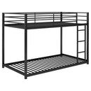 Twin over Twin Metal Bunk Bed, Low Bunk Bed with Ladder, Black(OLD SKU:WF282465AAB)