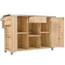 Outdoor Kitchen Island With Stainless Steel Top, Ample Storage Space, Towel And Spice Racks And A Bottle Opener