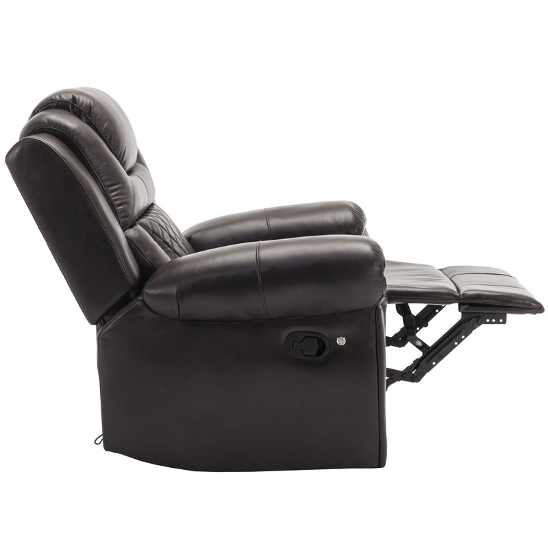 3 Pieces Recliner Sofa Sets Home Theater Seating Manual Recliner Chair With Center Console And LED Light Strip For Living Room