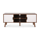 TV Stand With Shelves And Splayed Legs - White / Walnut