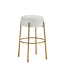 Round High Bar Stools (Set of 2), Contemporary Upholstered Dining Stools For Kitchens, Coffee Shops And Bar Stores - Gold Legs