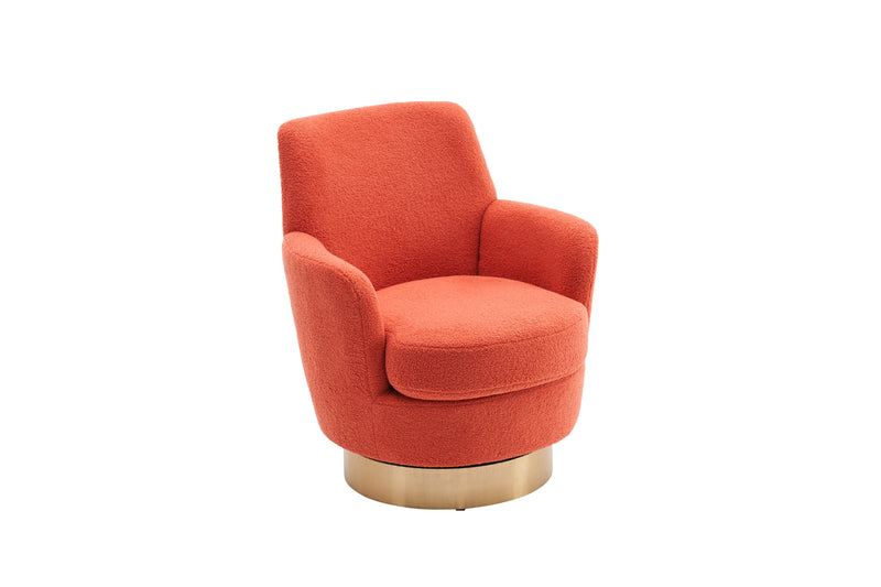 Swivel Barrel Chair, Swivel Accent Chairs Armchair For Living Room, Reading Chairs For Bedroom Comfy, Round Barrel Chairs With Gold Stainless Steel Base