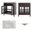 Bathroom Vanity With Ceramic Sink, Adjustable Shelf & Tip Out Tray