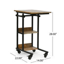 Modern Industrial Bed Laptop Table With C - Shape Design And Adjustable Height - Natural