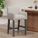 Charmed Upholstered Counter Stool With H Frame Base And Round Arms