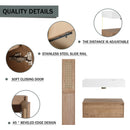 Contemporary Wall Mounted Bathroom Vanity With Resin Sink And 2 Side Cabinet - Imitative Oak