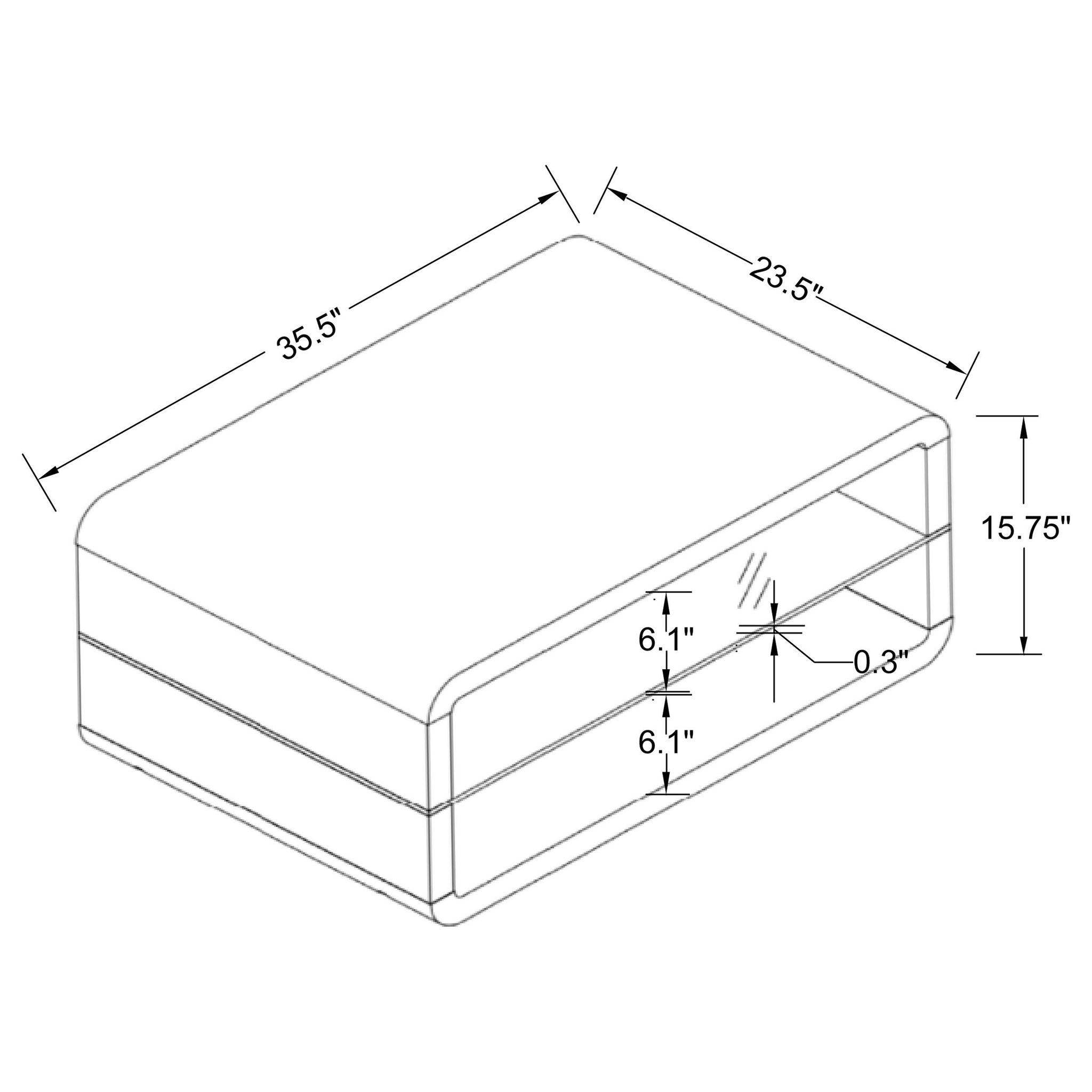 Elana 1-shelf Rectangular Coffee Table White High Gloss - Atlantic Fine Furniture Melbourne FL