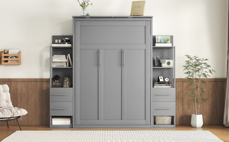 Murphy Wall Bed With Shelves, Drawers And LED Lights