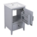 20" Bathroom Vanity With Sink, Bathroom Cabinet With A Door, Door Shelf Storage And Adiustable Foot Pads, A Drawer - Gray