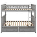 Full over Full Bunk Bed with Drawers, Convertible Beds, Gray(OLD SKU:SM000241AAE-1)