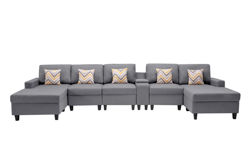 Nolan - Fabric 6 Piece Sectional Sofa With Pillows And Interchangeable Legs