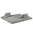 Multifunctional Convertible Sofa Bed With 2 Tumbler Backrests And 2 Pillows, Deep Seat Couch