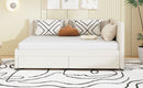 Full Size Upholstered Daybed with 2 Storage Drawers Sofa Bed Frame No Box Spring Needed, Linen Fabric (Beige)