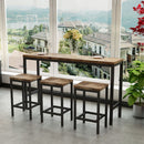 Modern Design Long Dining Table Set With 3 Stools