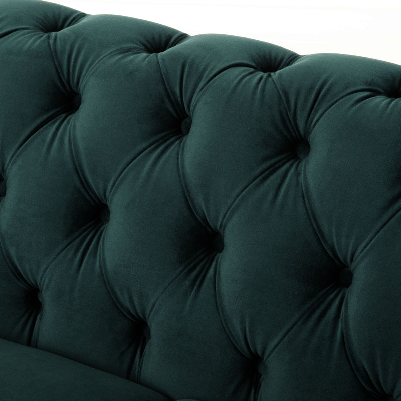 Chesterfield Velvet Loveseat Sofa, 2 Person Rolled Arm Upholstered Couch
