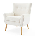 Ergonomic Accent Chair With Button Tufted Design And Rubber Wood Legs - Almond