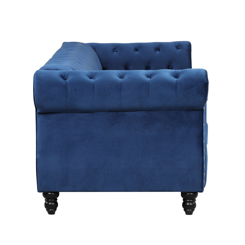 Modern Sofa Dutch Plush Upholstered Sofa, Wood Legs, Buttoned Tufted Backrest